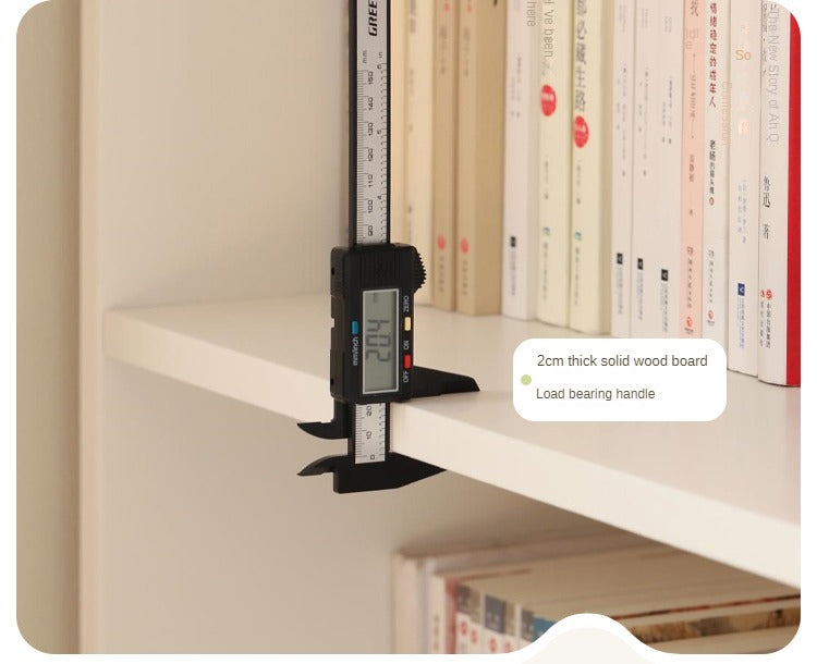 Poplar, Rubber Solid Wood Bookshelf Wall-To-Ceiling Shelf White Cream Style