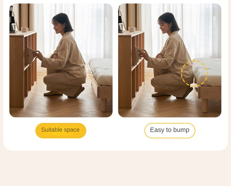 Rubberwood Solid Wood Mother-and-child platform bed, headboard-free bed