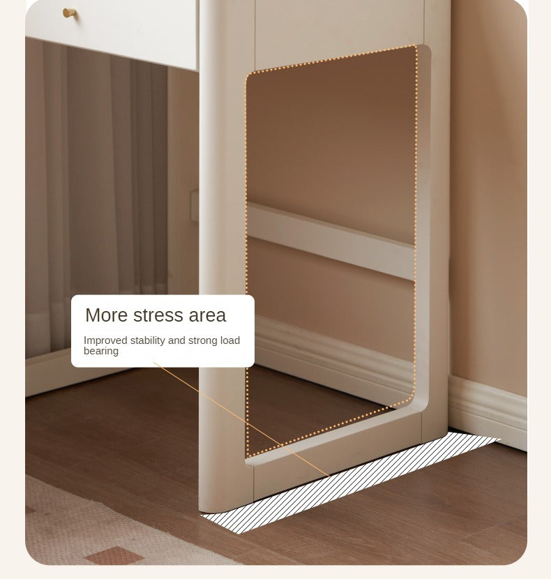 Poplar Solid Wood Rock Board Desk Bookshelf Integrated White Cream