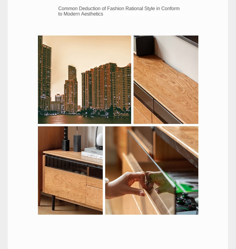 Cherry Solid Wood TV Cabinet Modern Simple))