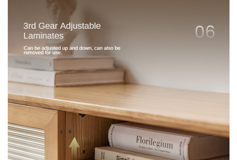 Ash Solid Wood Modern Locker Floor TV Cabinet.