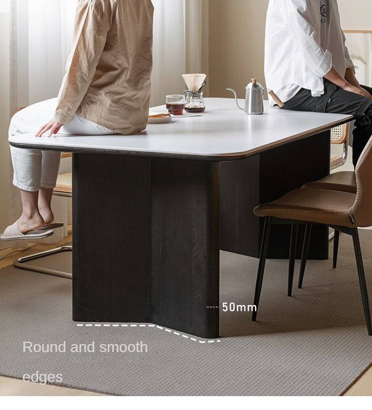 Oak Solid Wood, Solid Rubberwood Slate Italian Dining Table