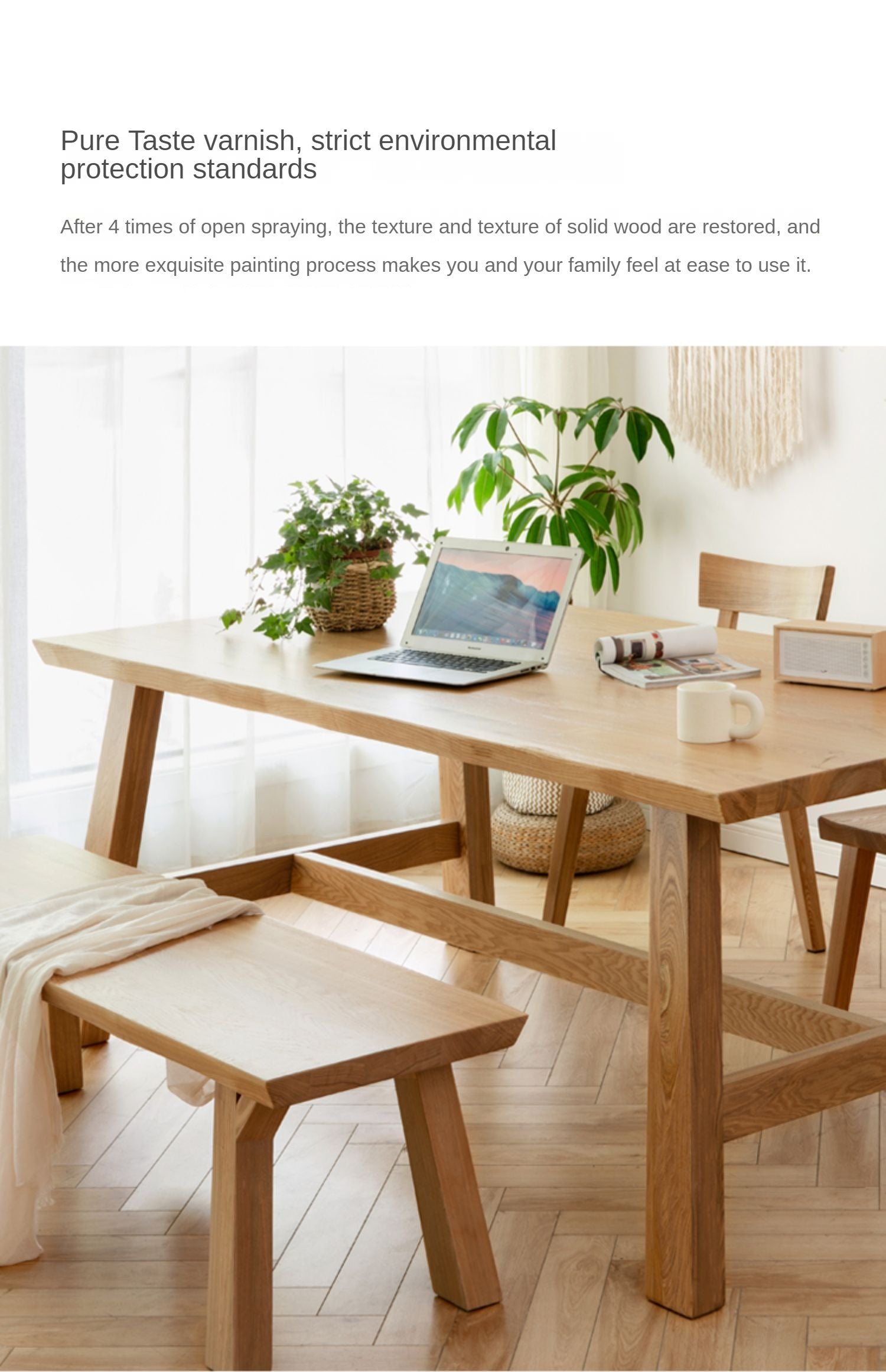 Ash Solid Wood Farmhouse Style Natural Edges Dining Table