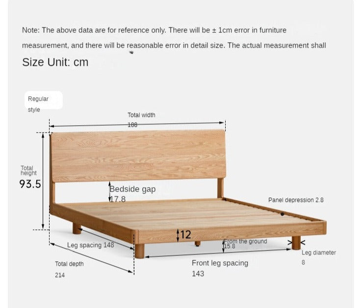 Oak Solid Wood Modern Suspension Bed