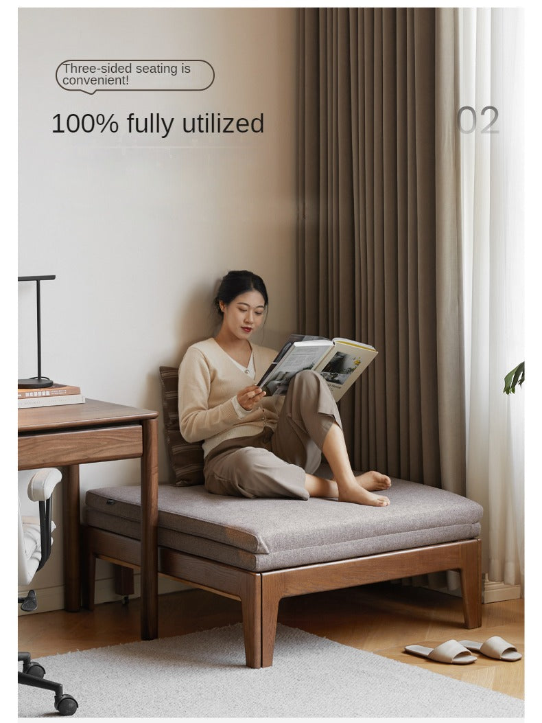 Oak, Beech, Solid Rubberwood Folding Single Retractable Sofa Bed.