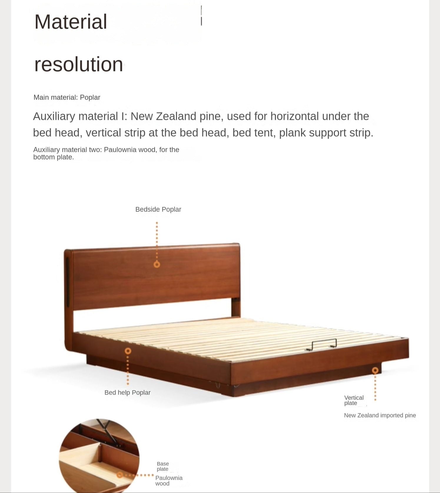 Poplar Solid Wood Box Storage Bed.