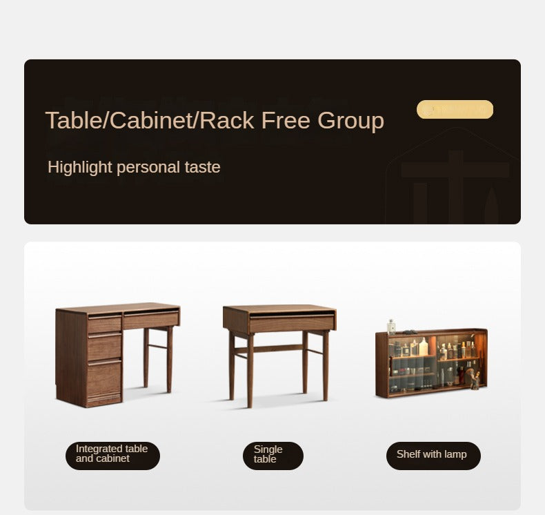 Black Walnut Solid Wood Light Luxury Dressing Table.