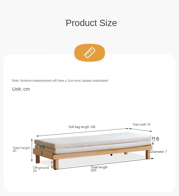 Beech Solid Wood European Folding Dual-use Double Sofa Bed.