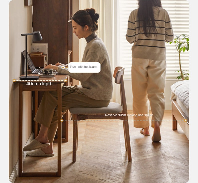 Black Walnut Solid Wood Narrow Desk