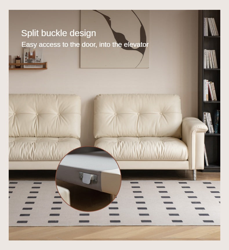 Leather Straight Italian Style Light Luxury Sofa,