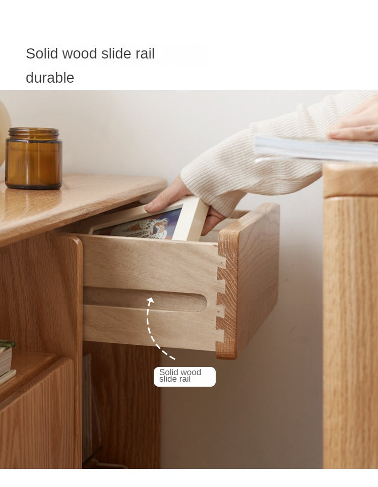 Oak, Black Walnut, Ash Solid Wood Mobile Side Table