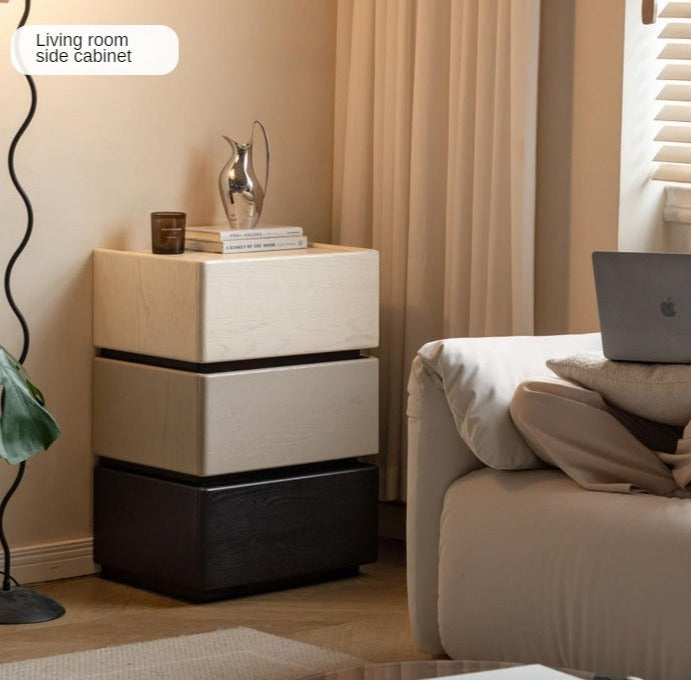 Oak Solid Wood Light Luxury Side Cabinet.