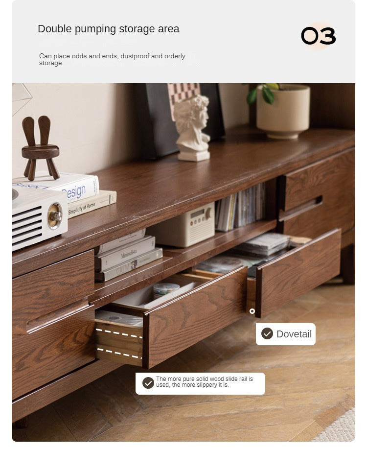 Oak, Solid Rubberwood Nordic Floor TV Cabinet.