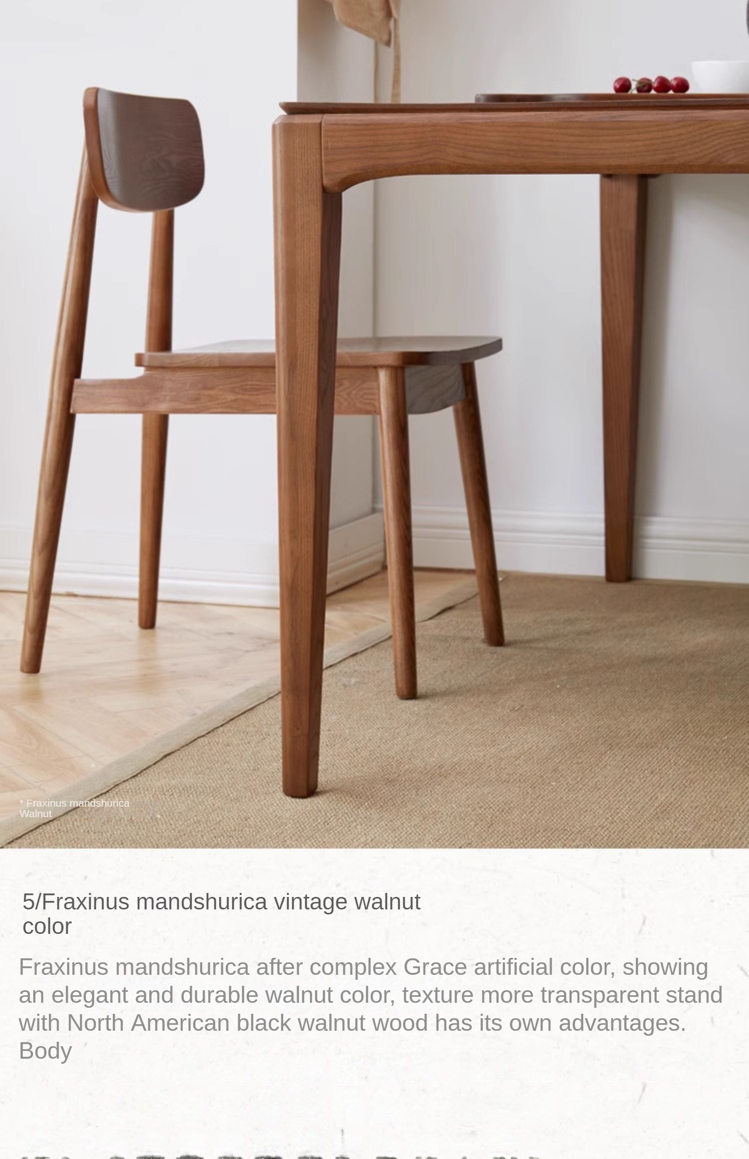 Black Walnut, Ash Solid Wood Modern Light Luxury Nordic Dining Table
