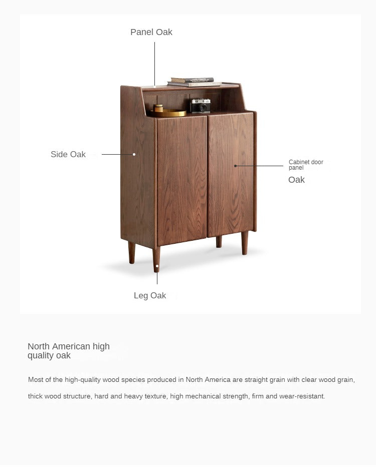 Oak Solid Wood, Solid RubberWood Shoe Entrance Porch Cabinet