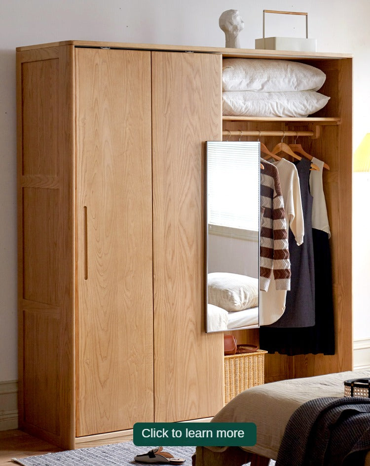 Oak, Ash Solid Wood Wardrobe Sliding Door.