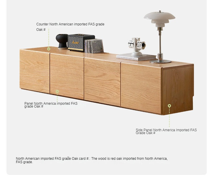 Oak Solid Wood Floor Storage TV Cabinet.