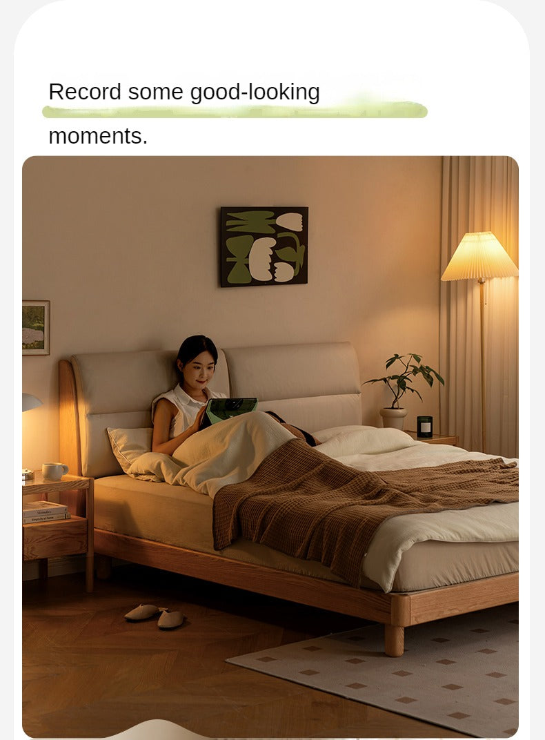 Oak solid wood bed modern simple