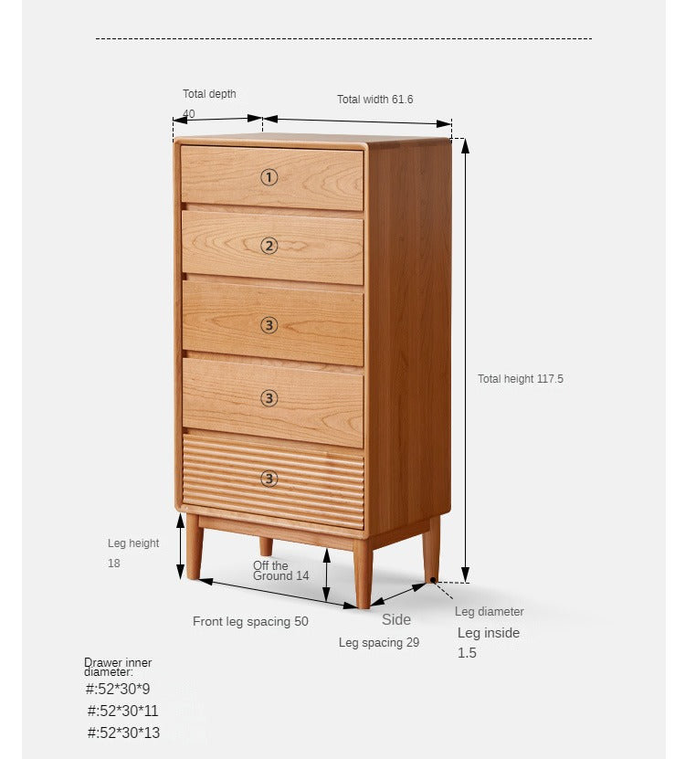 Cherry Solid Wood Chest of Drawers, Drawer Cabinet