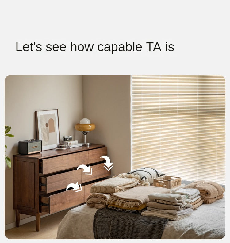 Black Walnut, Ash Solid Wood Chest of Drawers