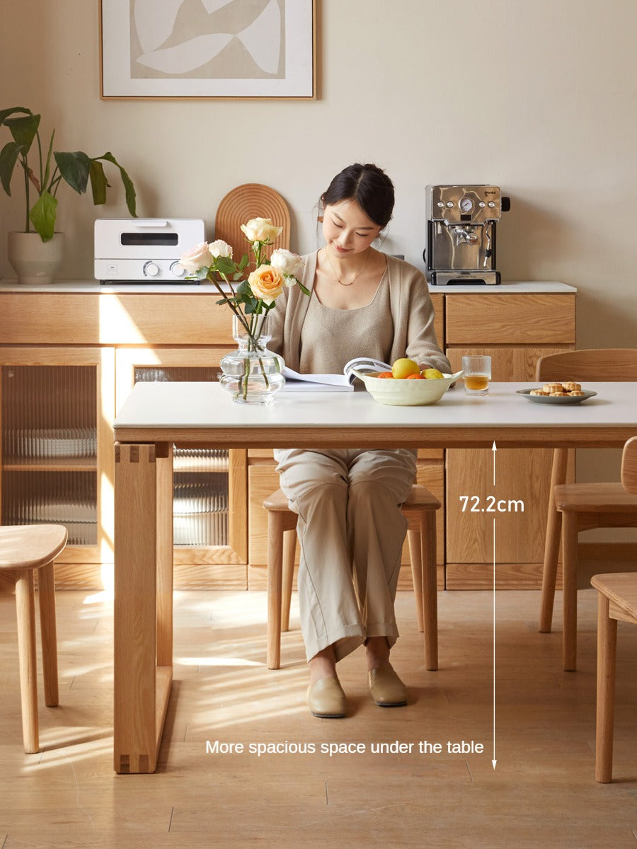 Oak Solid Wood Rectangular Rock Slab Dining Table