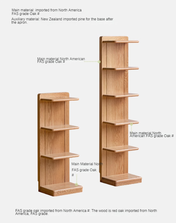 Rubberwood, Oak Solid Wood Multi-layer Storage Rack