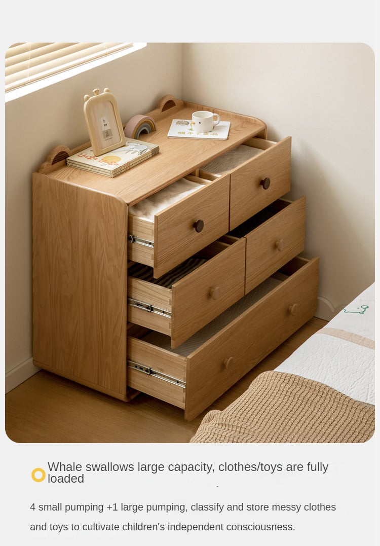 Oak Solid Wood Children's Drawer Cabinet