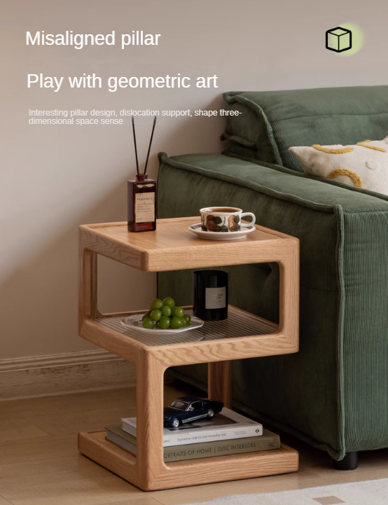 Oak, Black Walnut, Cherry, Poplar Solid Wood Corner Square Side Table.