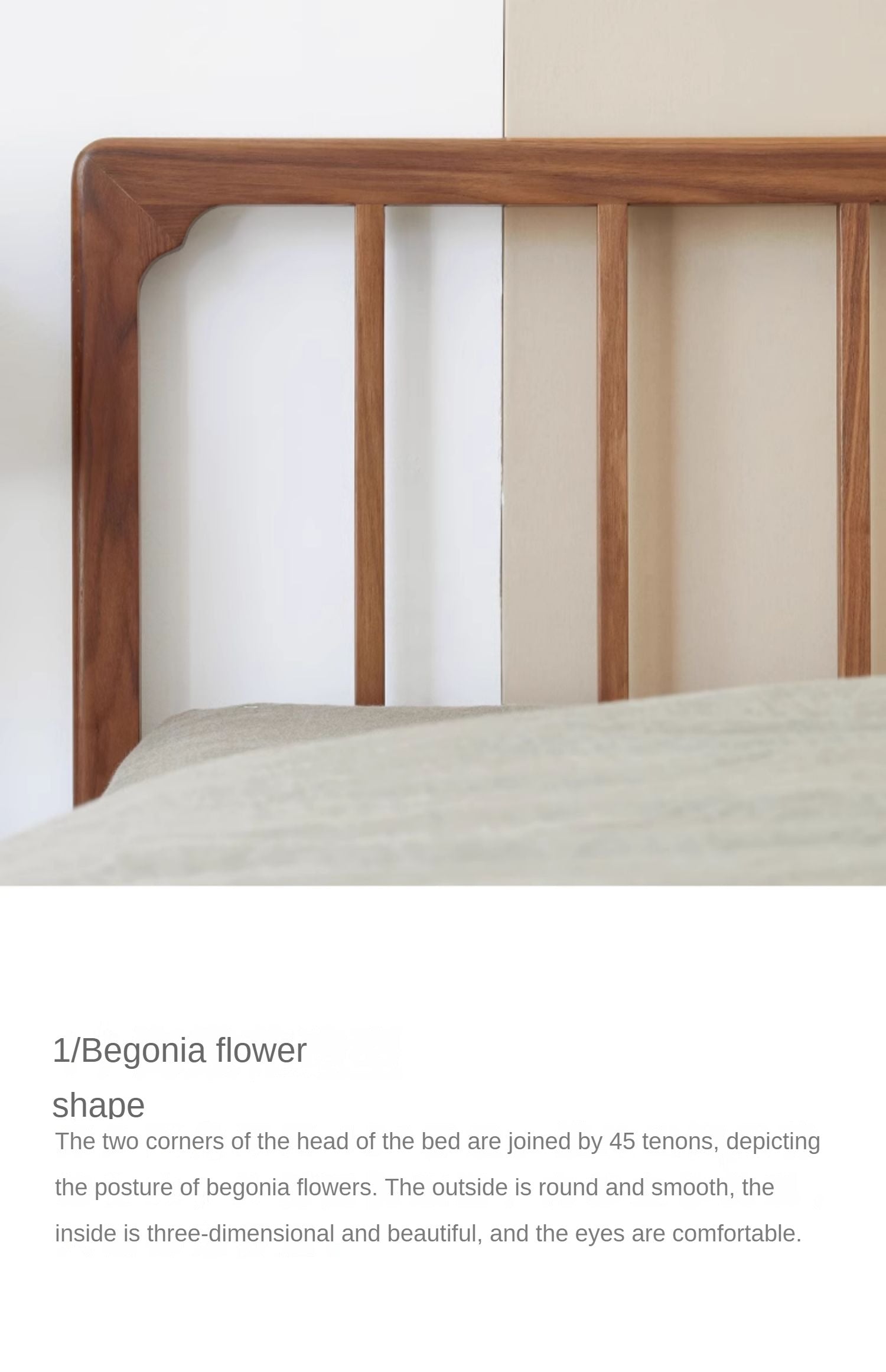 Ash, Black Walnut Solid Wood Nordic Simple Bed