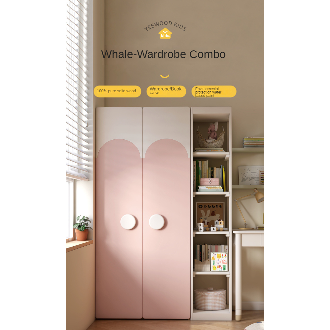 Rubber Solid Wood Children's Wardrobe.