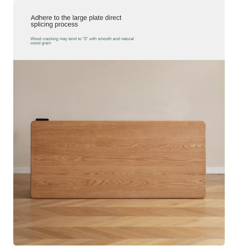 Oak Solid Wood Electric Elevating Dual Motor Office Desk