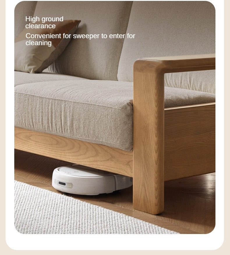 Ash solid Wood Modern Straight Sofa.