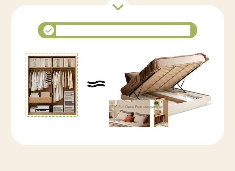 Rubber Solid Wood Suspended Box Platform Bed, Headboard-Free Bed.