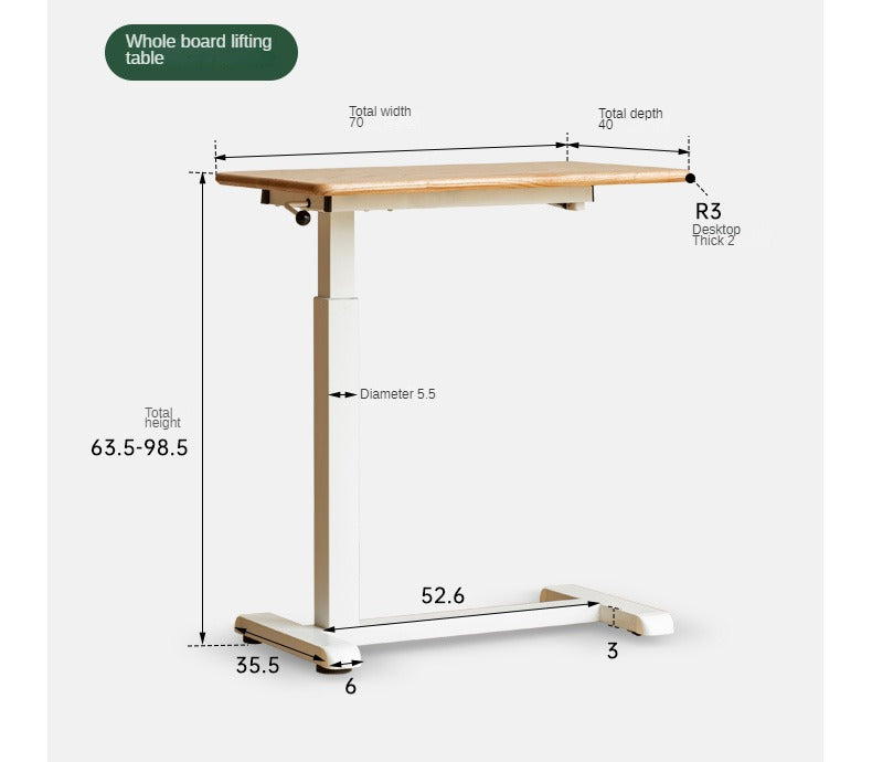 Oak, Solid Rubberwood Lifting Movable Folding Desk