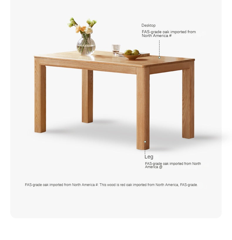 Oak, Red Oak Solid Wood Rectangular Dining Table