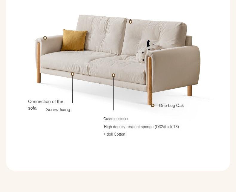 Oak Solid Wood Fabric White Cream Style Cat Scratching Cloth Sofa.