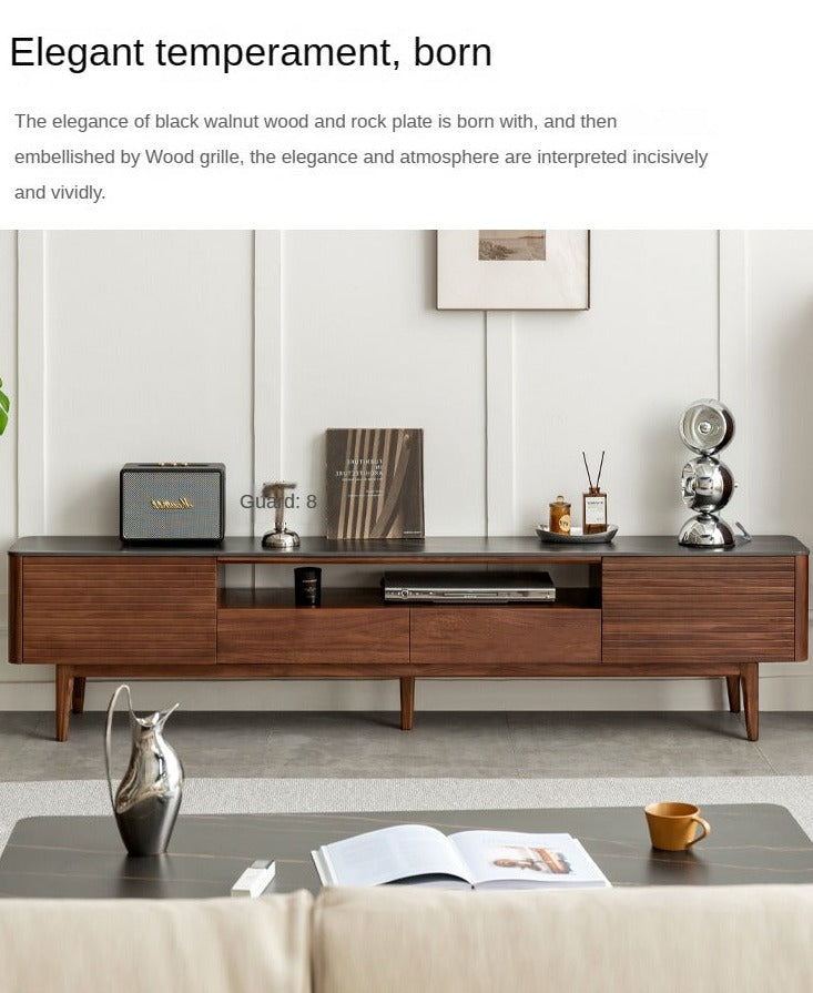 Black Walnut Solid Wood Slate TV Stand.