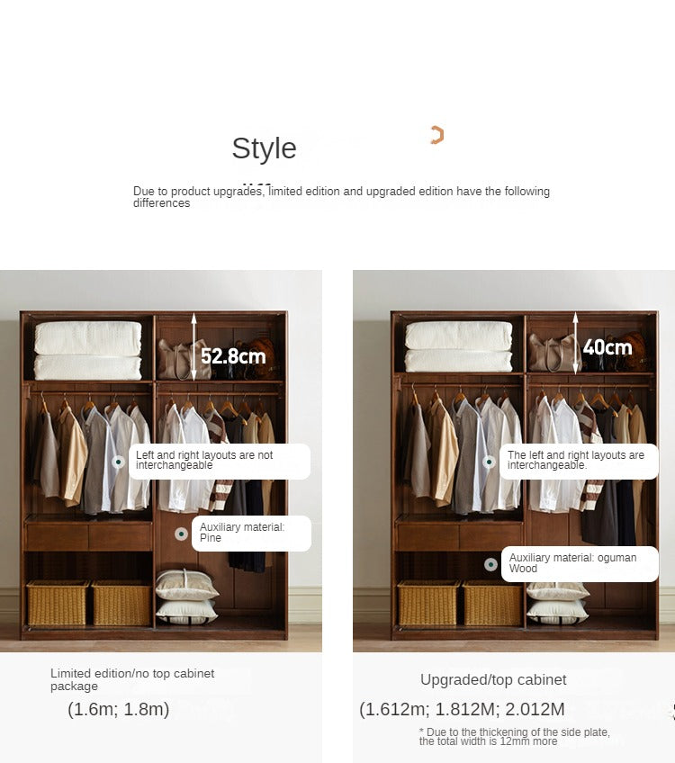 Black Walnut solid wood sliding door wardrobe"
