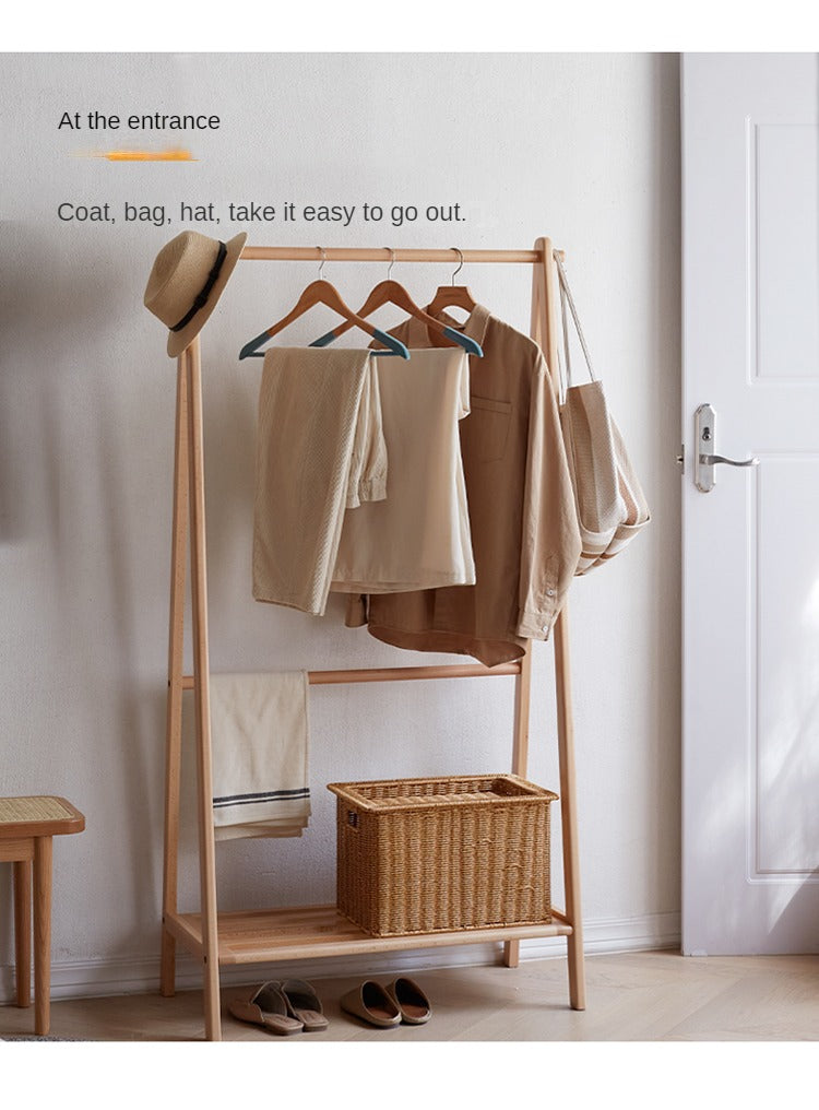 European Beech Solid Wood Clothes Rack Floor-Standing Coat Rack