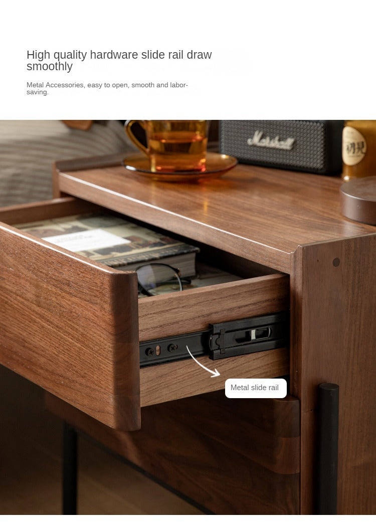 Black Walnut, Oak, South American Walnut Solid Wood Nightstand.