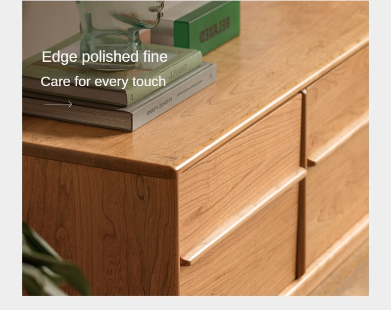 Сherry Solid Wood Modern Floor Storage Locker TV Cabinet.