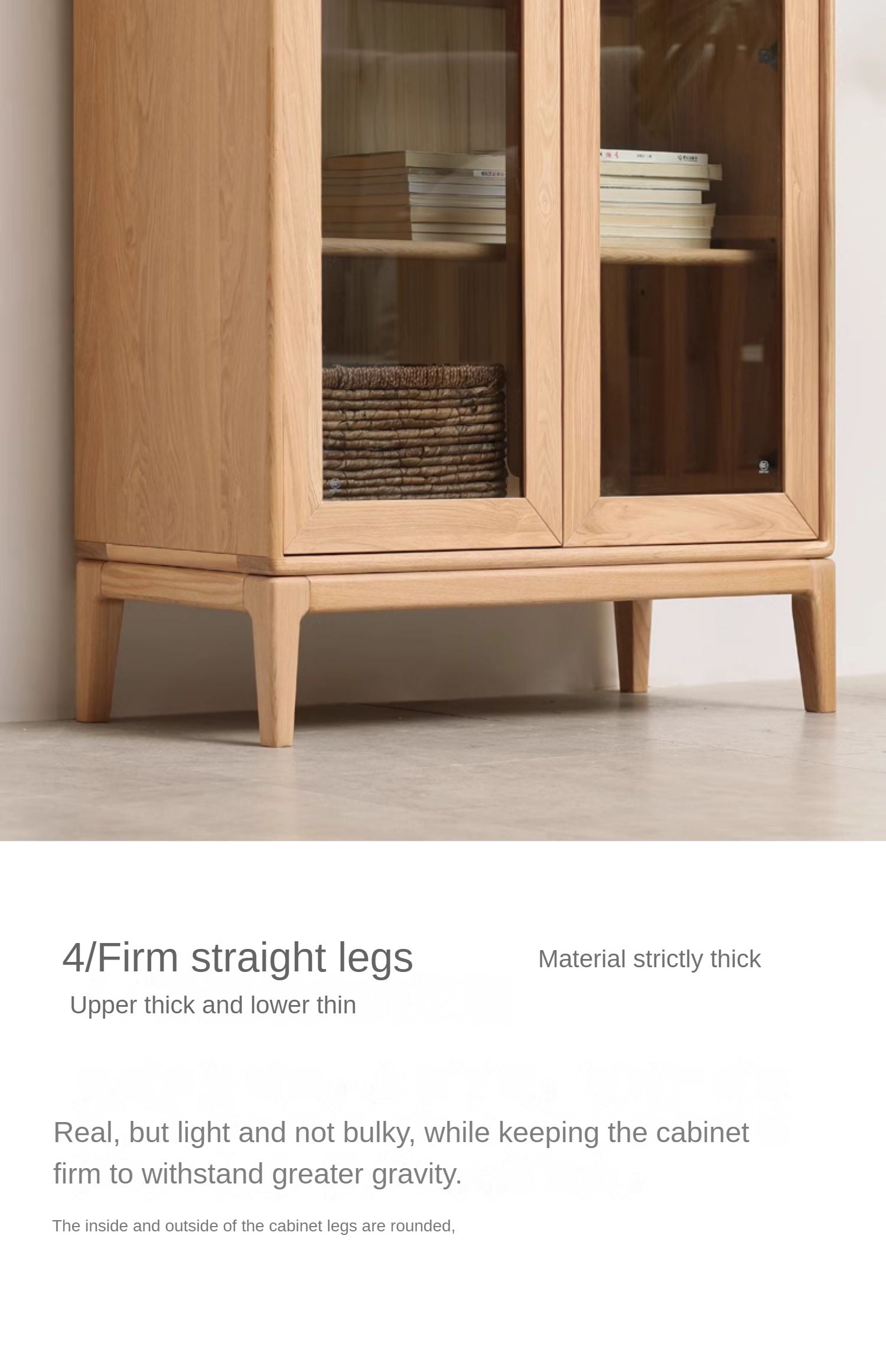 Ash Solid Wood Floor-Standing Bookcase Whole Wall Free Combination Bookshelf