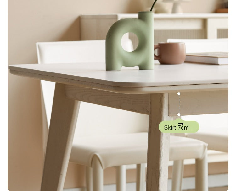 Birch Solid Wood Slate Cream Wind White Dining Table