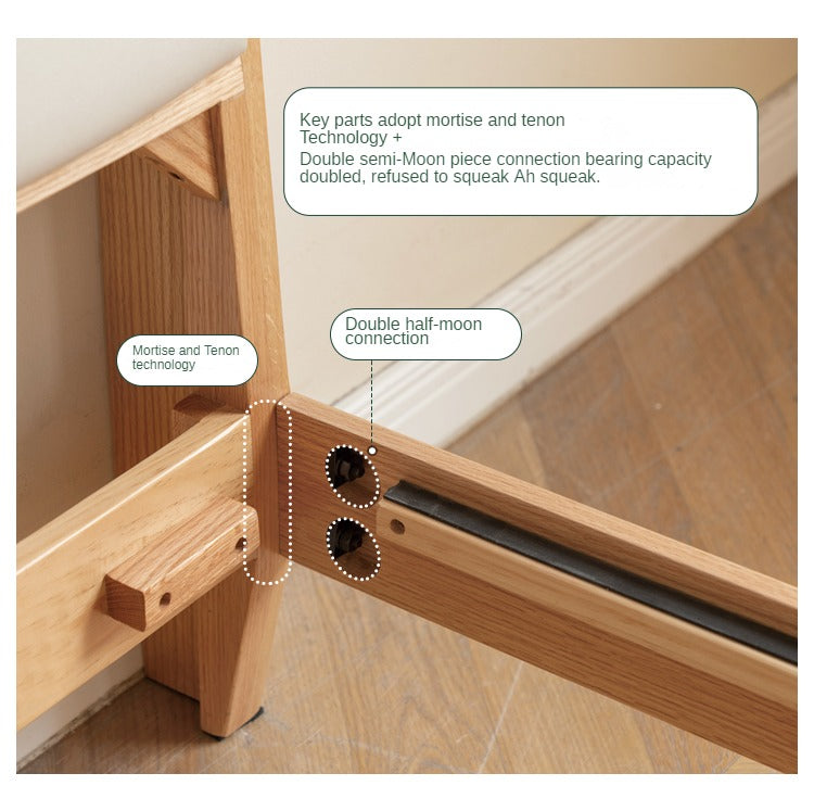 Oak Solid Wood Technology Cloth Modern and Simple Bed