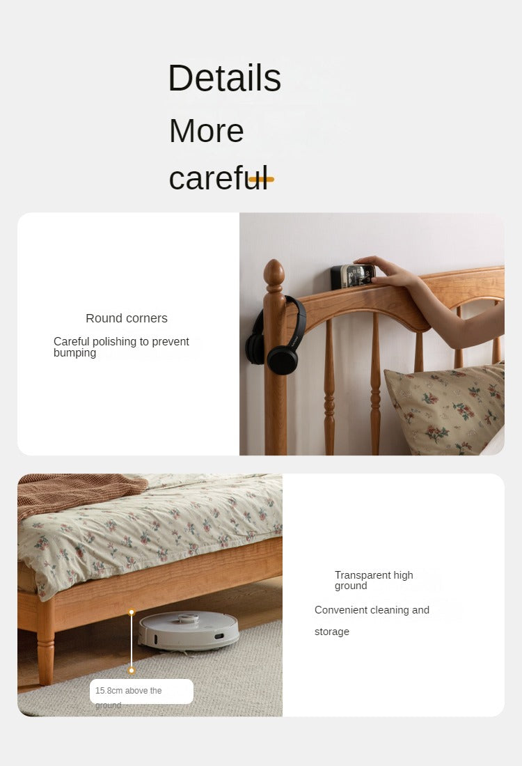 Cherry Wood Solid Wood Bed ,Retro Style, Princess Bed