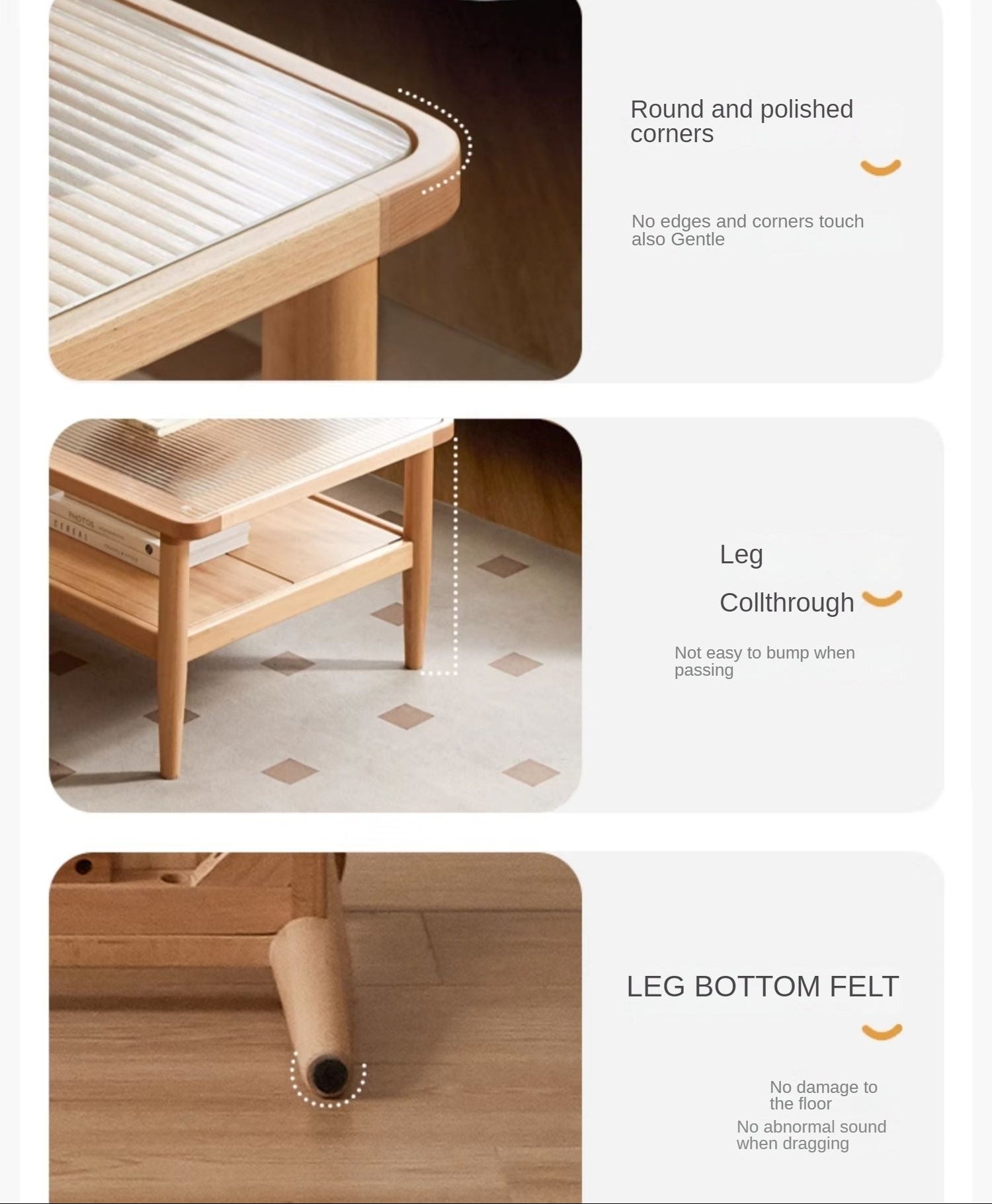 European Beech Solid Wood Nordic Coffee Table