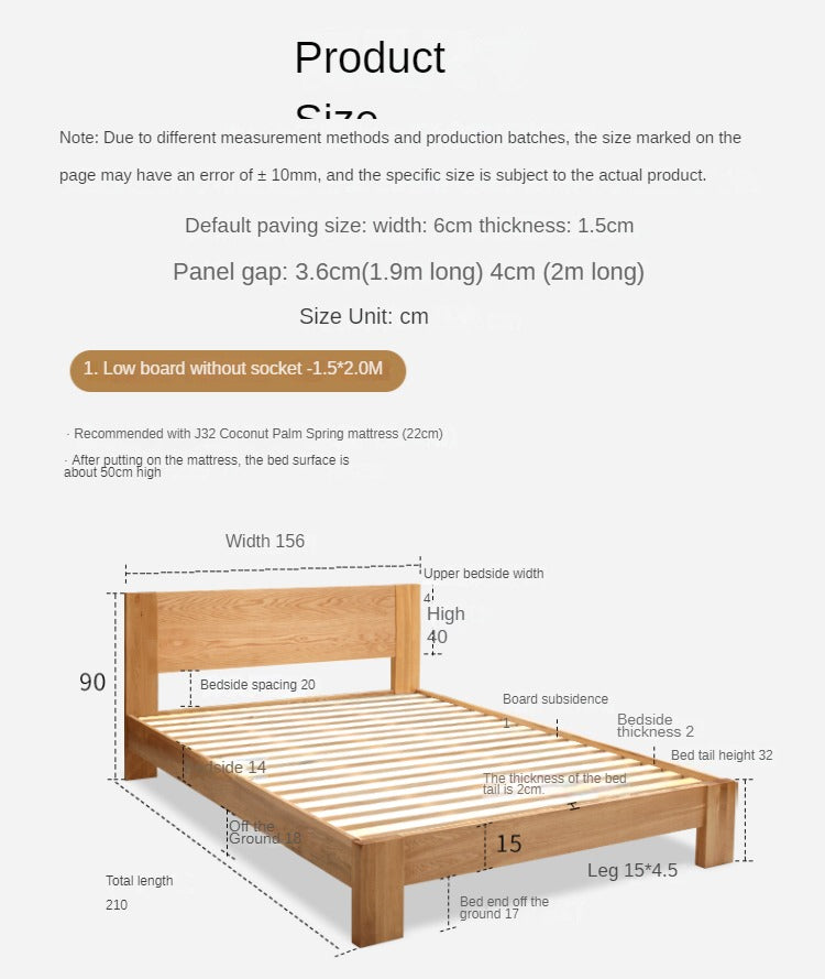 Oak, Rubberwood Solid Wood Bed - SPECIAL PRICE