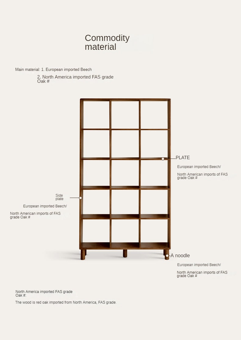 Oak, Beech Solid Wood Free Combination Bookshelf
