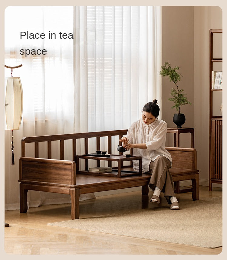 Black Walnut, Oak Solid Wood Dual Use Sofa,