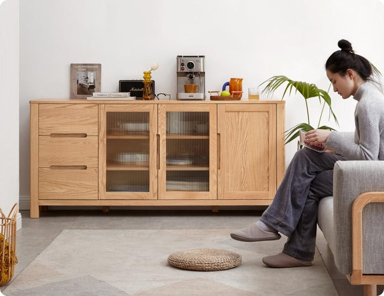 Oak Solid Wood Sideboard Storage Cabinet